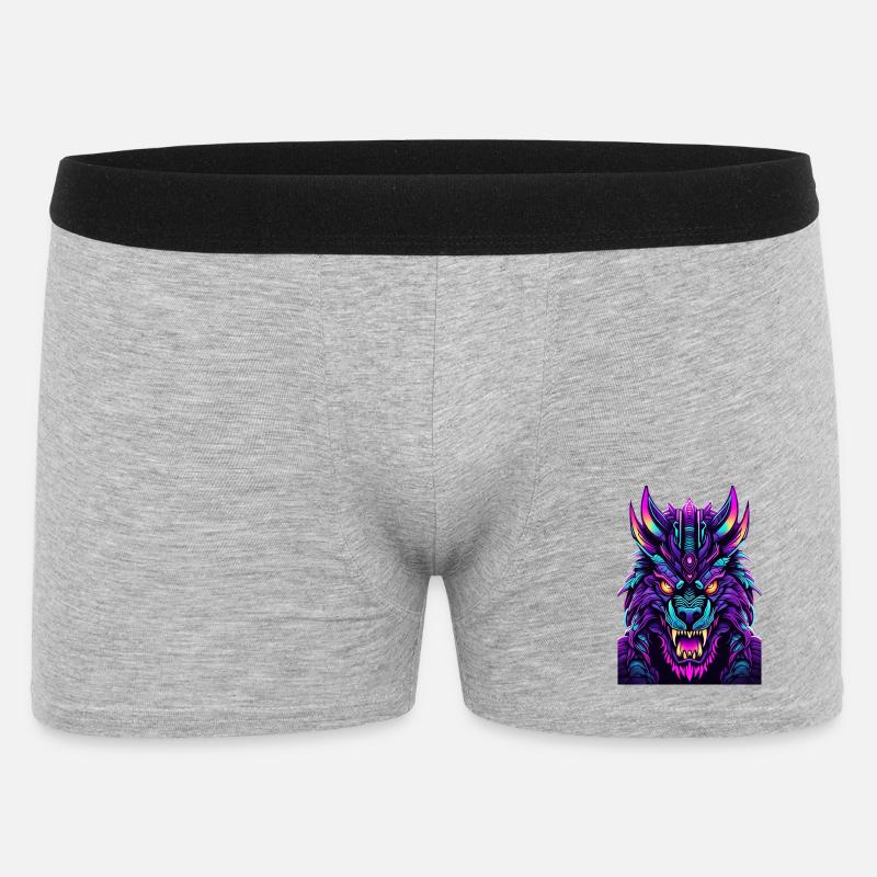 Neon Wolfsgeist - Männer Boxer Shorts - Grau meliert