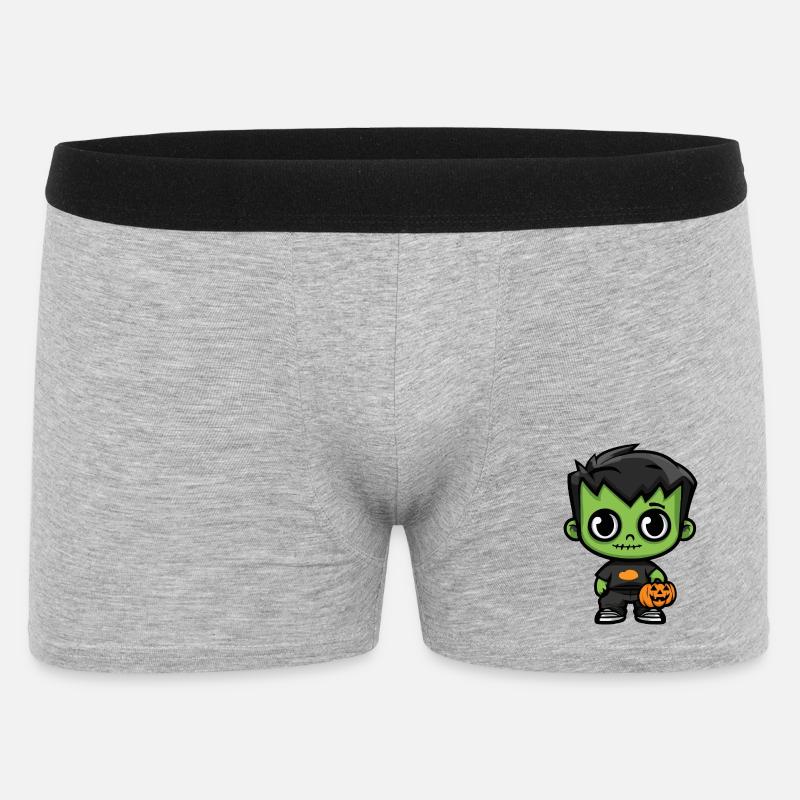 Zombie Halloween Niedlich Comic - Männer Boxer Shorts - Grau meliert