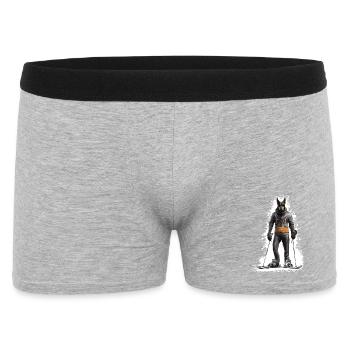 Doberman Hund Ski Skifahren - Männer Boxer Shorts - Grau meliert - Vorne