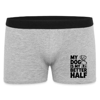 Mein Hund ist meine bessere Hälfte - Männer Boxer Shorts - Grau meliert - Vorne