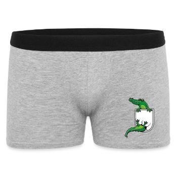 Krokodil in Hemdtasche - Männer Boxer Shorts - Grau meliert - Vorne