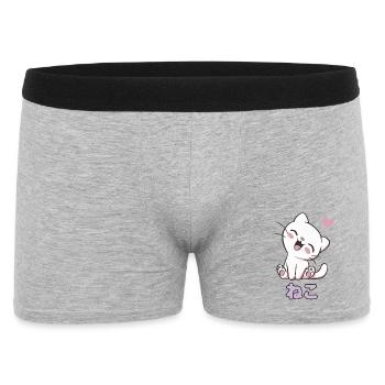 Neko Kuschelkatze Herzchen - Männer Boxer Shorts - Grau meliert - Vorne