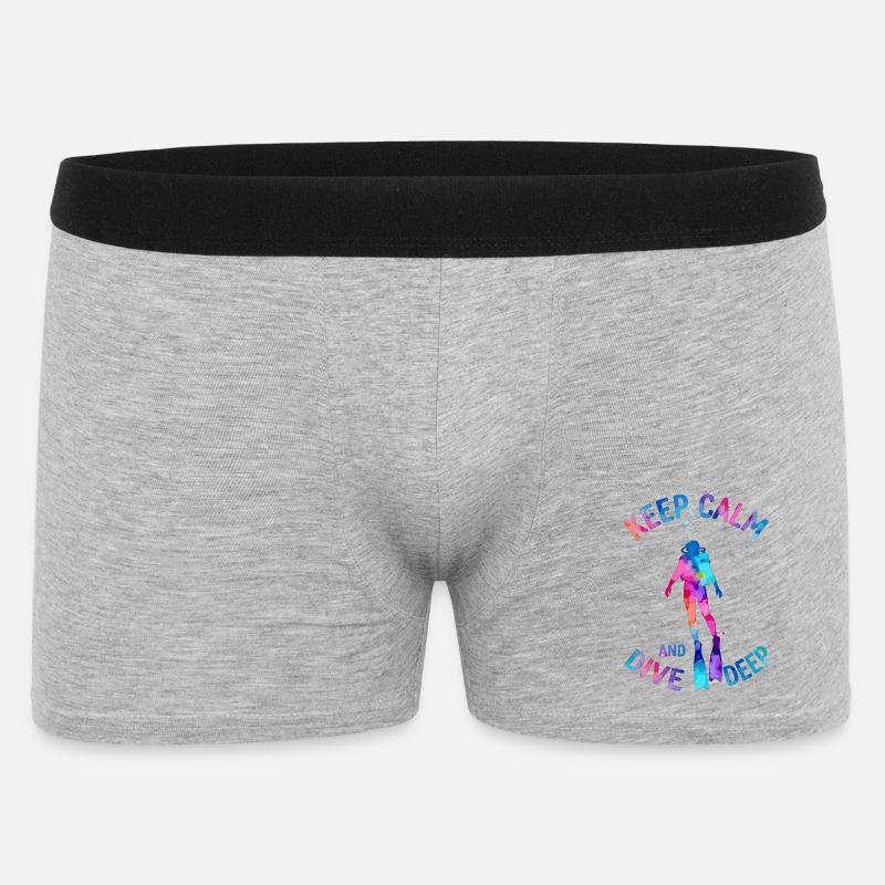 Keep Calm Dive Deep Bunter Taucher - Männer Boxer Shorts - Grau meliert