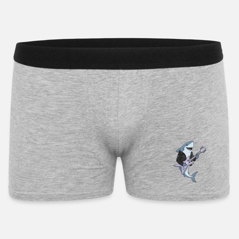 Shark Rocker mit E-Gitarre - Männer Boxer Shorts - Grau meliert
