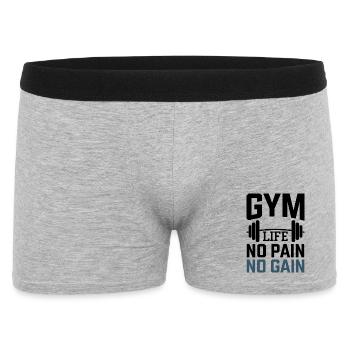 Fitness Motivation – Gym Life No Pain No Gain - Men's Boxer Shorts - heather grey - Front