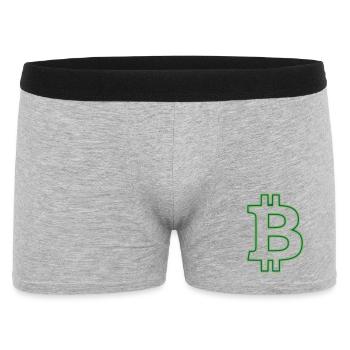 Bitcoin Logo Outline Neon Minimalistisch - Männer Boxer Shorts - Grau meliert - Vorne