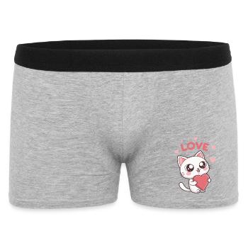 Cute cat heart love kawaii - Men's Boxer Shorts - heather grey - Front