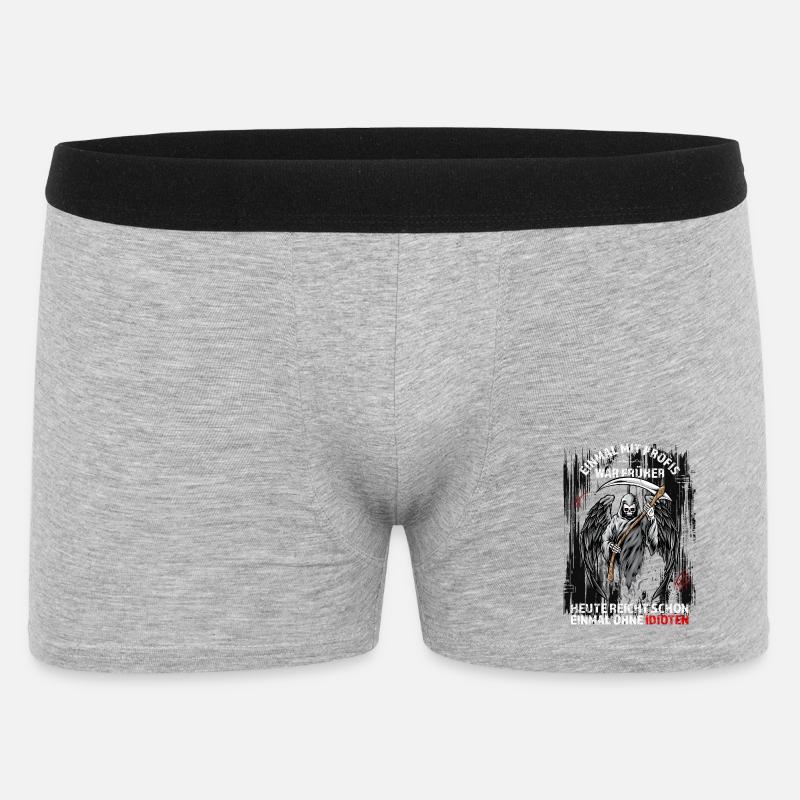 Einmal mit Profis war früher... - Männer Boxer Shorts - Grau meliert
