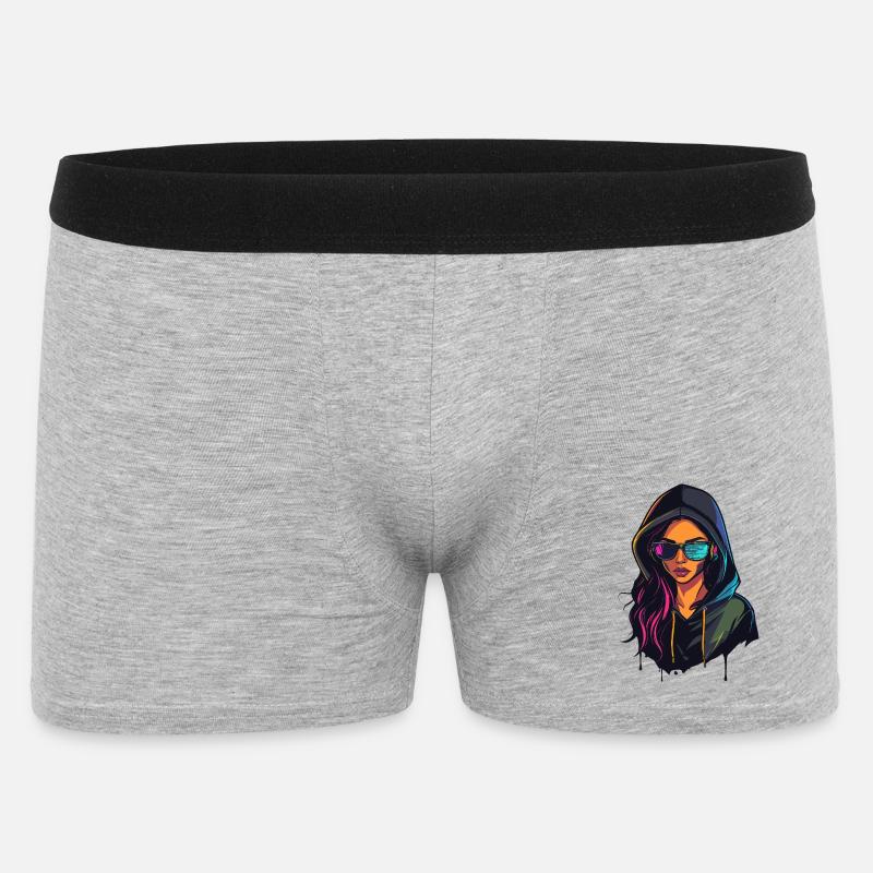 Hacker Programmer Developer Woman Portrait - Men's Boxer Shorts - heather grey