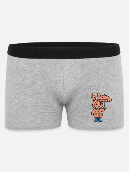 Cute Bunny Raincoat Umbrella - Men's Boxer Shorts - heather grey