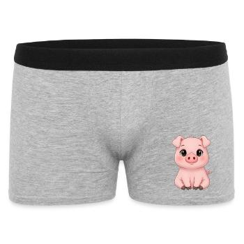 Dessin animé câlin en cochon – Look animal mignon - Boxer Homme - gris chiné - Devant