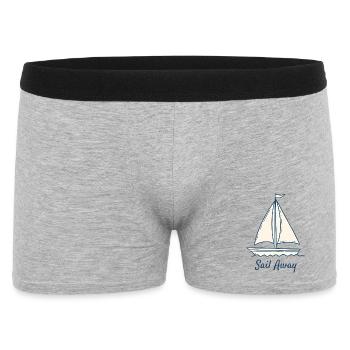 Sail Away Sailing Boat Ocean Minimal Design - Männer Boxer Shorts - Grau meliert - Vorne