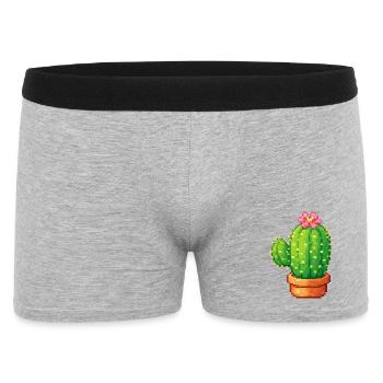 Pixel cactus with flower - Men's Boxer Shorts - heather grey - Front