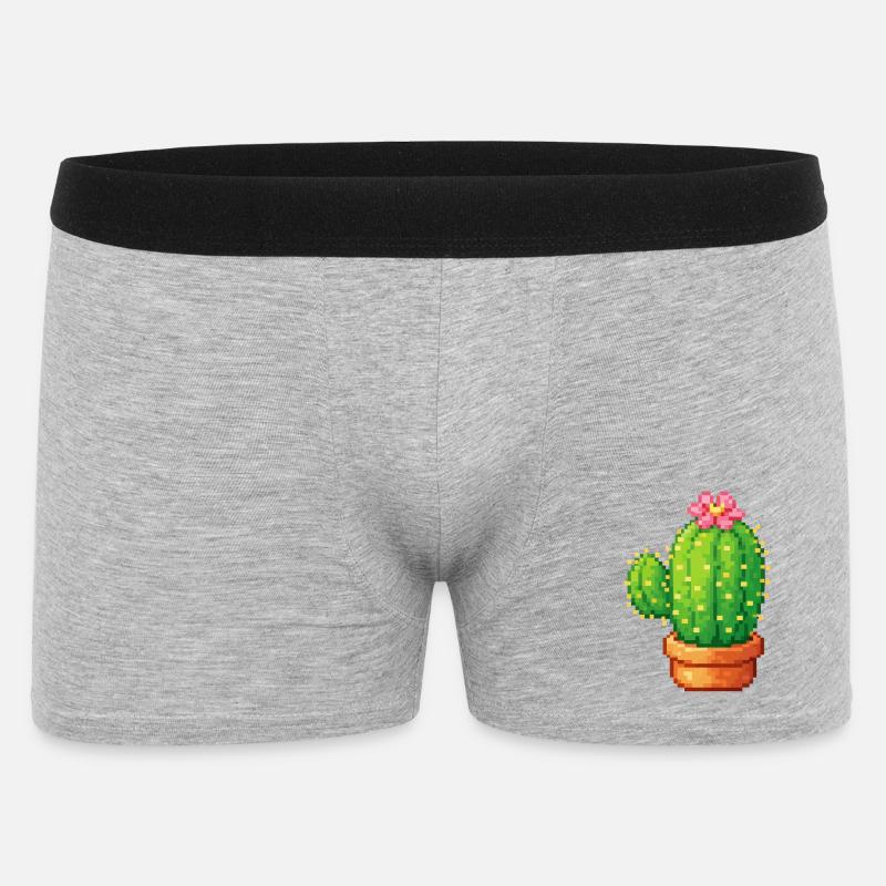 Cactus pixel avec fleur - Boxer Homme - gris chiné