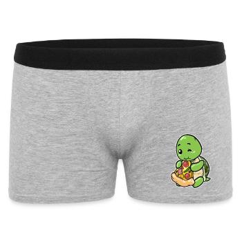 Tortue mignonne avec pizza : motif gastronomique drôle - Boxer Homme - gris chiné - Devant