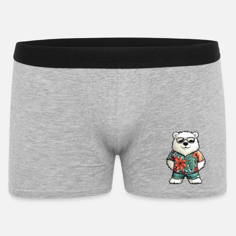Eisbär Comic Urlaub - Männer Boxer Shorts - Grau meliert