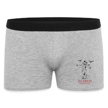 Feldherr Vogelscheuche Lustiger Ernte Spruch - Männer Boxer Shorts - Grau meliert - Vorne