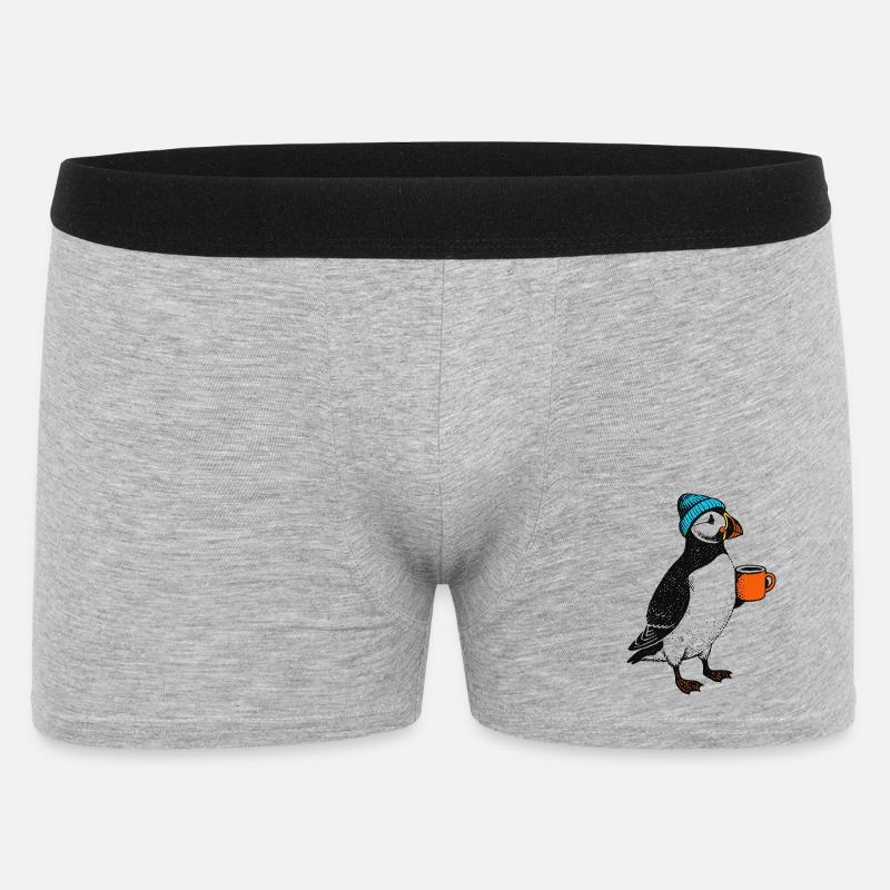 Kaffee Puffin - Männer Boxer Shorts - Grau meliert