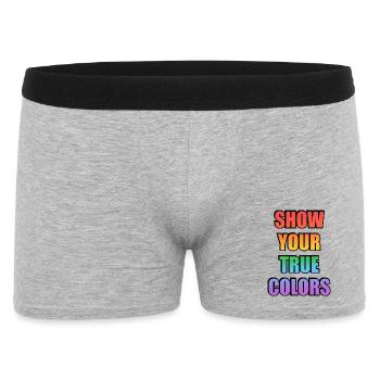 Zeig dein wahres Gesicht - Männer Boxer Shorts - Grau meliert - Vorne