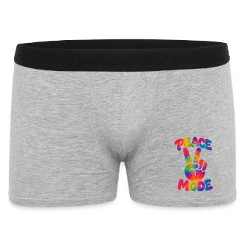 PEACE MODE – Psychedelic Retro Style mit Neon Vibe - Männer Boxer Shorts - Grau meliert - Vorne