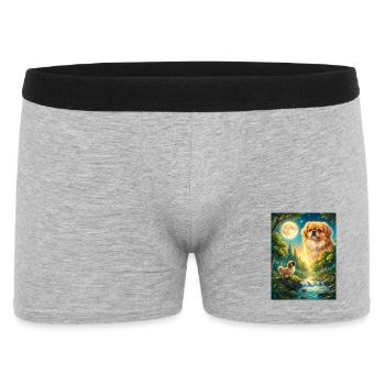 Howling to the Moon Meme Hund Pekingese - Männer Boxer Shorts - Grau meliert - Vorne
