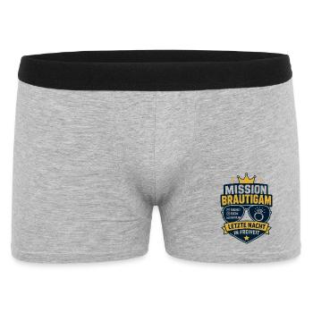 Mission Bräutigam Letzte Nacht in Freiheit - Männer Boxer Shorts - Grau meliert - Vorne