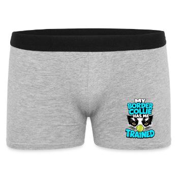 Border Collie Has Me Trained, Funny Dog Owner Gift - Men's Boxer Shorts - heather grey - Front