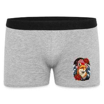 Fuchs im japanischen Irezumi Tattoo Stil - Männer Boxer Shorts - Grau meliert - Vorne