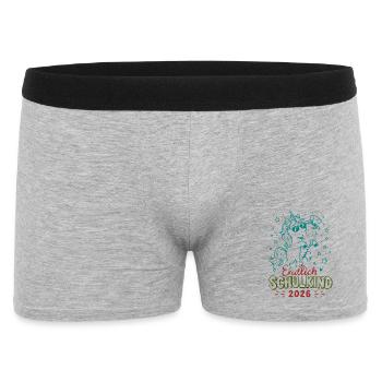 Endlich Schulkind 2026 Unicorn Feier - Männer Boxer Shorts - Grau meliert - Vorne