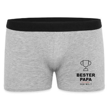 Bester Papa der Welt Trophäe - Männer Boxer Shorts - Grau meliert - Vorne
