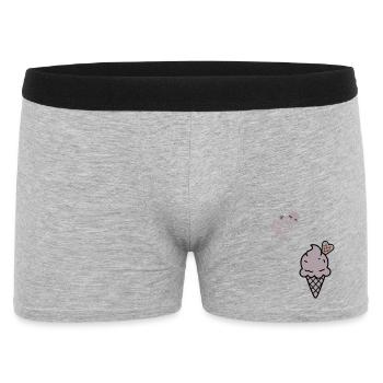 Schoko Eiswaffel Herz Icon - Männer Boxer Shorts - Grau meliert - Vorne