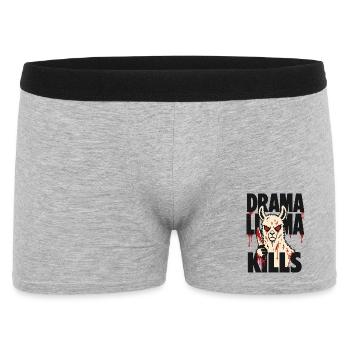 Horror-Lama mit Messer – Drama Llama Kills - Männer Boxer Shorts - Grau meliert - Vorne