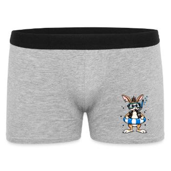 Bunter Punk Hase Taucher mit Rettungsring - Männer Boxer Shorts - Grau meliert - Vorne