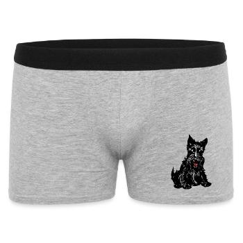 Monochrome Terrier-Linienkunst - Männer Boxer Shorts - Grau meliert - Vorne