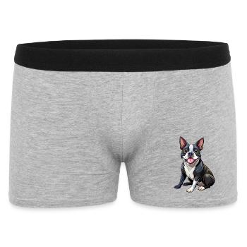 Boston Terrier Hundesitting - Männer Boxer Shorts - Grau meliert - Vorne