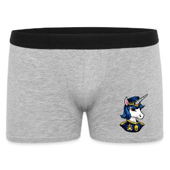 Unicorn Polizei / Polizist Einhorn - Männer Boxer Shorts - Grau meliert - Vorne