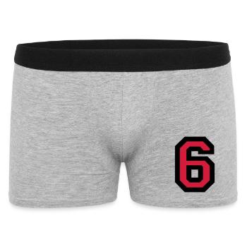 Zahl 6 - Nummer 6 (Rot) Nr. 6 - Männer Boxer Shorts - Grau meliert - Vorne