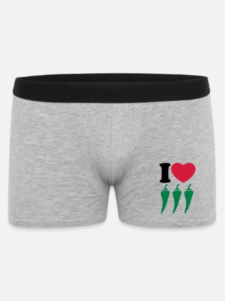I love chilli - Men's Boxer Shorts - heather grey