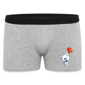 Teddy mit Ballon - Männer Boxer Shorts - Grau meliert - Vorne