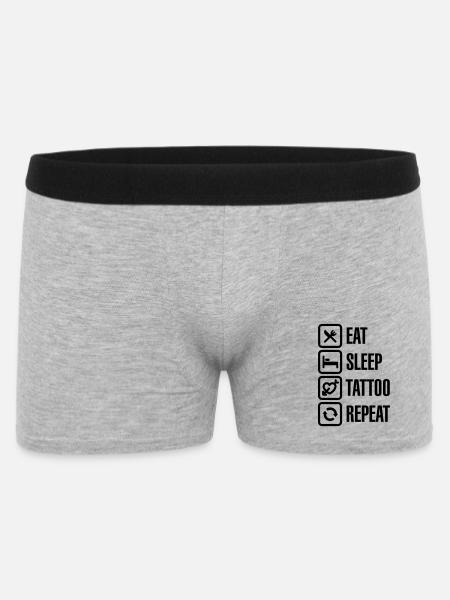 Eat - Sleep - Tattoo - Repeat - Men's Boxer Shorts - heather grey