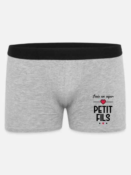 Petit Fils Enfant Bébé Famille Naissance Noël - Men's Boxer Shorts - heather grey