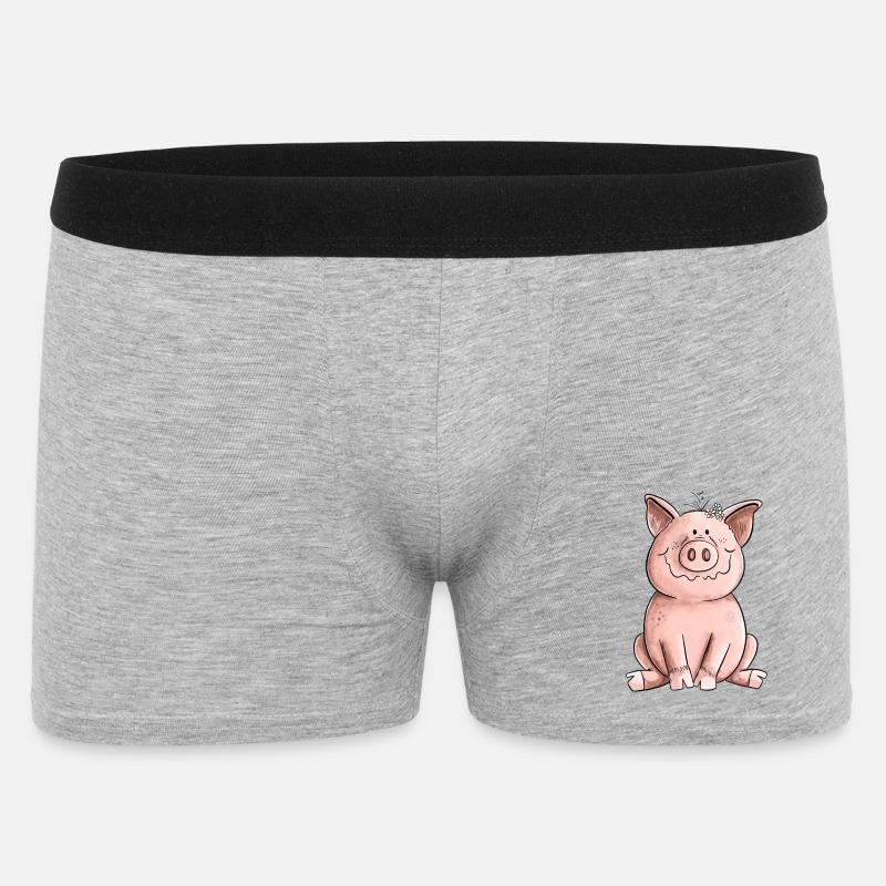 Glad gris - Boxer Shorts til mænd - grå meleret