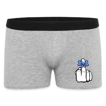 Hand Fuck You! Mittelfinger! süß cool Symbol - Männer Boxer Shorts - Grau meliert - Vorne