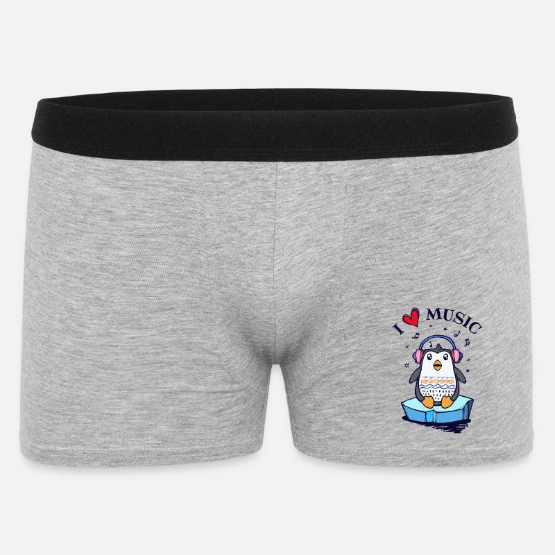 Seevogel Cool Herz PinguinTier Statement - Männer Boxer Shorts - Grau meliert