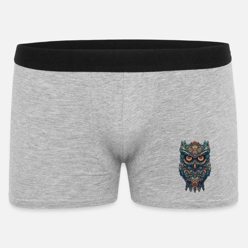Mythical boho owl with surreal patterns - Men's Boxer Shorts - heather grey