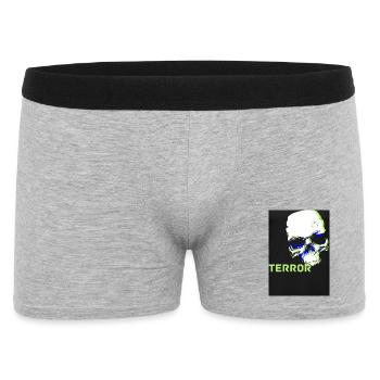 Skull mit Terror Schriftzug für Fans - Männer Boxer Shorts - Grau meliert - Vorne