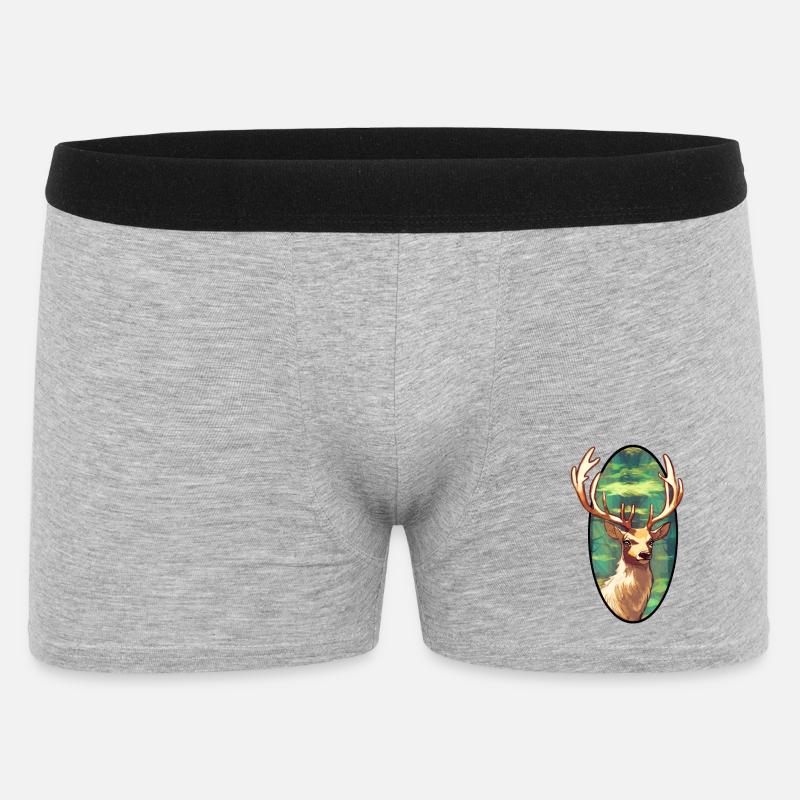 Junger Hirsch - Männer Boxer Shorts - Grau meliert