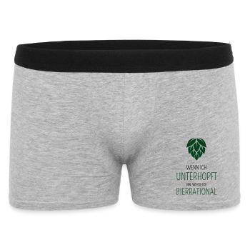 Wenn ich unterhopft bin werde ich bierrrational - Männer Boxer Shorts - Grau meliert - Vorne