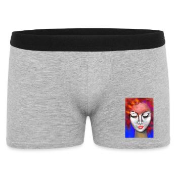 Ausdrucksstarke Frauenporträt Illustration - Männer Boxer Shorts - Grau meliert - Vorne