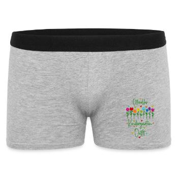 Offizielles Kindergarten Outfit mit bunten Blumen - Männer Boxer Shorts - Grau meliert - Vorne